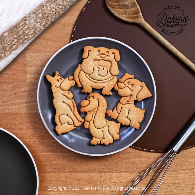 Emporte-pièces pour pâtisseries sur le thème des Chiens, biscuits en forme de Bulldog, Beagle, Basset Hound et Berger Allemand