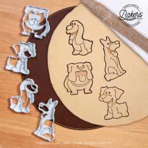 Emporte-pièces pour pâtisseries sur le thème des Chiens en forme de Bulldog, Beagle, Basset Hound et Berger Allemand