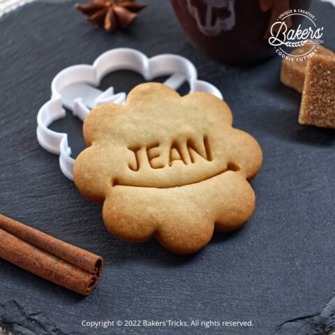 Emporte-pièce personnalisé fleur, prénom personnalisable