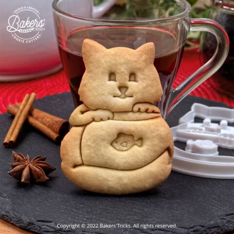 Emporte-pièce pour pâtisserie sur le thème des Chats en forme de chat avec poisson