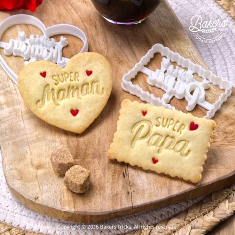 Emporte-pièces biscuits Super Maman et Super Papa Bakers’Tricks pour biscuits personnalisés fête des parents