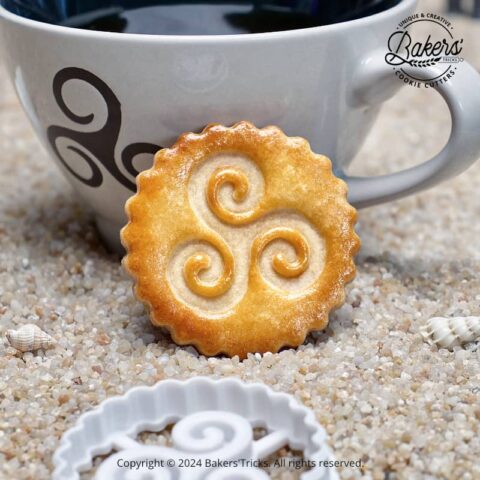 Triskelion cookie cutter for homemade salted butter cookies