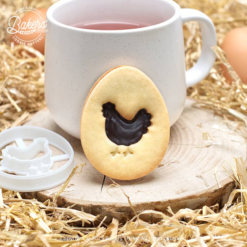 Easter hen cookie cutter for homemade sandwich cookies