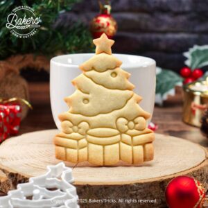 Emporte-pièce pour pâtisserie sur le thème des Noël en forme de sapin de Noël et ses cadeaux