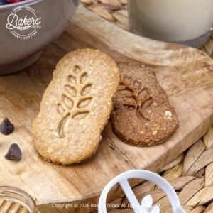 Biscuit céréales petit déjeuner goûter maison croustillant avec motif épi de blé réalisé avec un emporte-pièce Bakers’Tricks