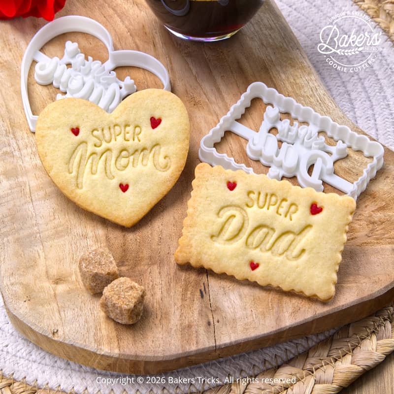 Lot d’emporte-pièces biscuits Super Mom et Super Dad Bakers’Tricks pour la fête des parents