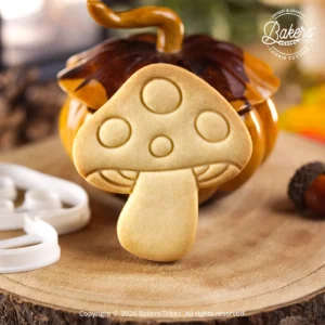 Biscuit sablé en forme de champignon réalisé avec l'emporte-pièce Bakers'Tricks.